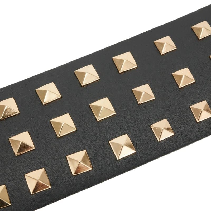 Black Leather Guitar Strap with Pyramidal Claw Studs Death Metal