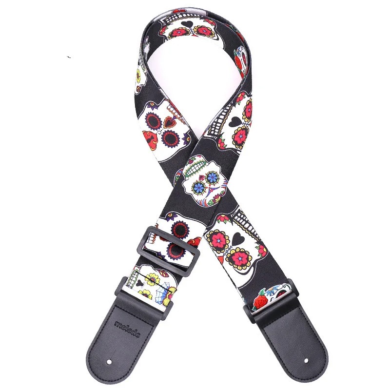 Guitar Strap with Death's Head, Skull Party Calavera