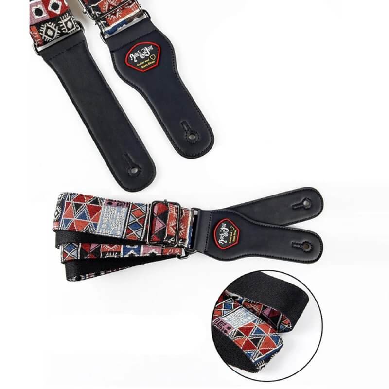 Complete Details of the Vintage Patchwork Tribal Guitar Strap
