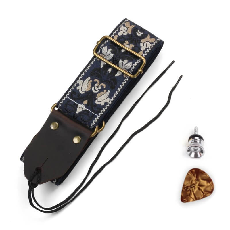 Full view of the Vintage Baroque Blooming Guitar Strap