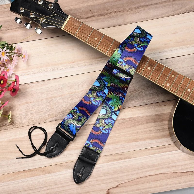 Vibrant Japanese Dragon Guitar Strap