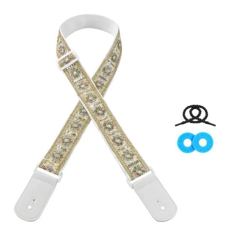 Pastel Vintage Floral Guitar Strap - Model 2
