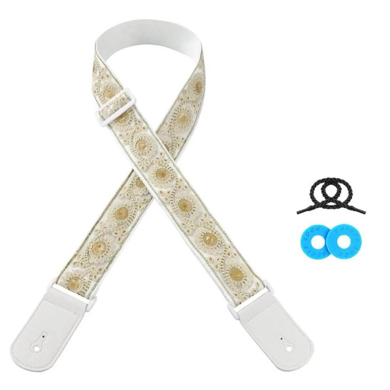 Vintage Pastel Flowers Guitar Strap - Model 3