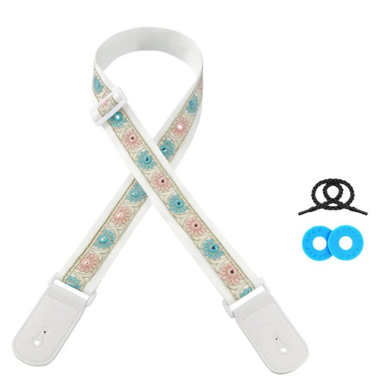 Pastel Vintage Floral Guitar Strap - Model 5
