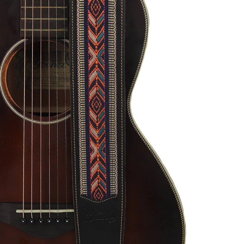 Genuine Leather Guitar Strap with Ethnic Shine