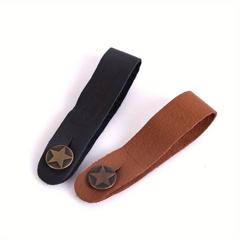 Guitar strap holder - Genuine leather model with star pattern - 2 colors to choose from