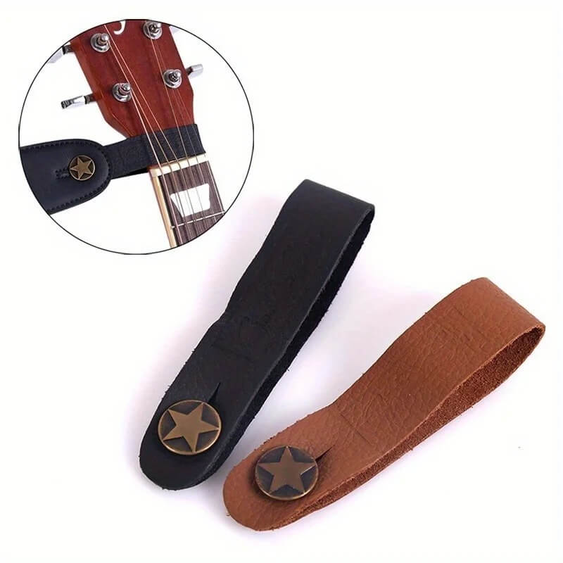 Guitar strap holder - Genuine leather model with star pattern - 2 colors