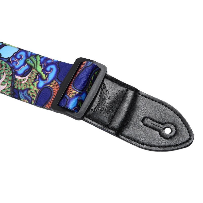 View from the base of the Brilliant Dragon Guitar Strap from Japan