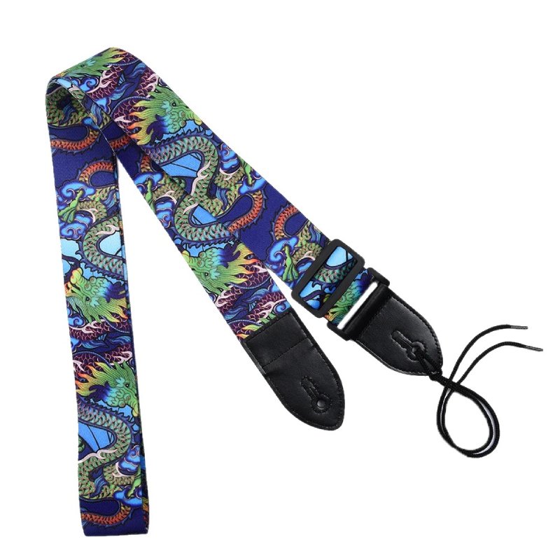 Complete detailed view of the Vibrant Dragon Guitar Strap from Japan