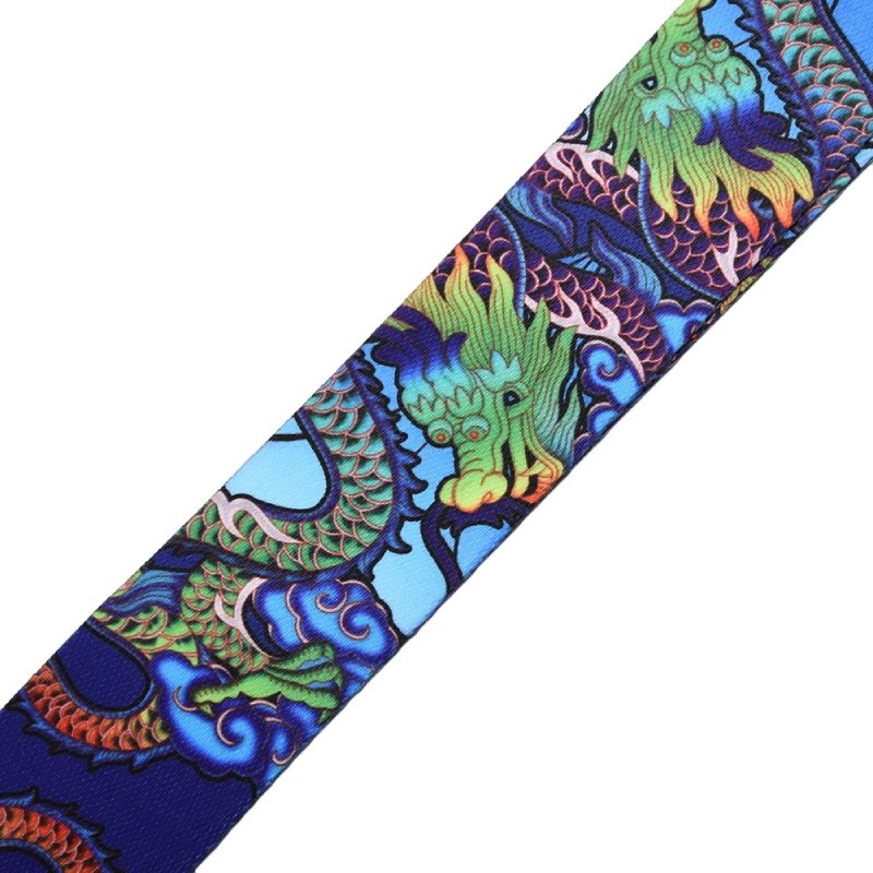 Detailed view of the Brilliant Dragon Guitar Strap from Japan