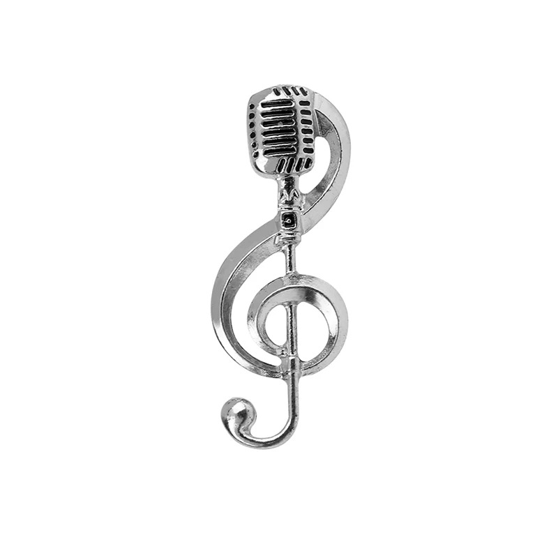 Details of the Silver-colored Micro Musical Note Enamel Pin
