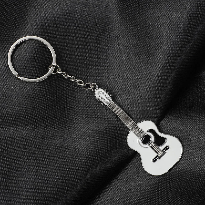 Silver alloy classic guitar keychain - 5 colors to choose from!