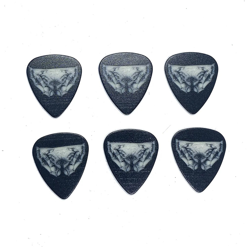 Details of the guitar pick set with Dark Goth Butterfly design