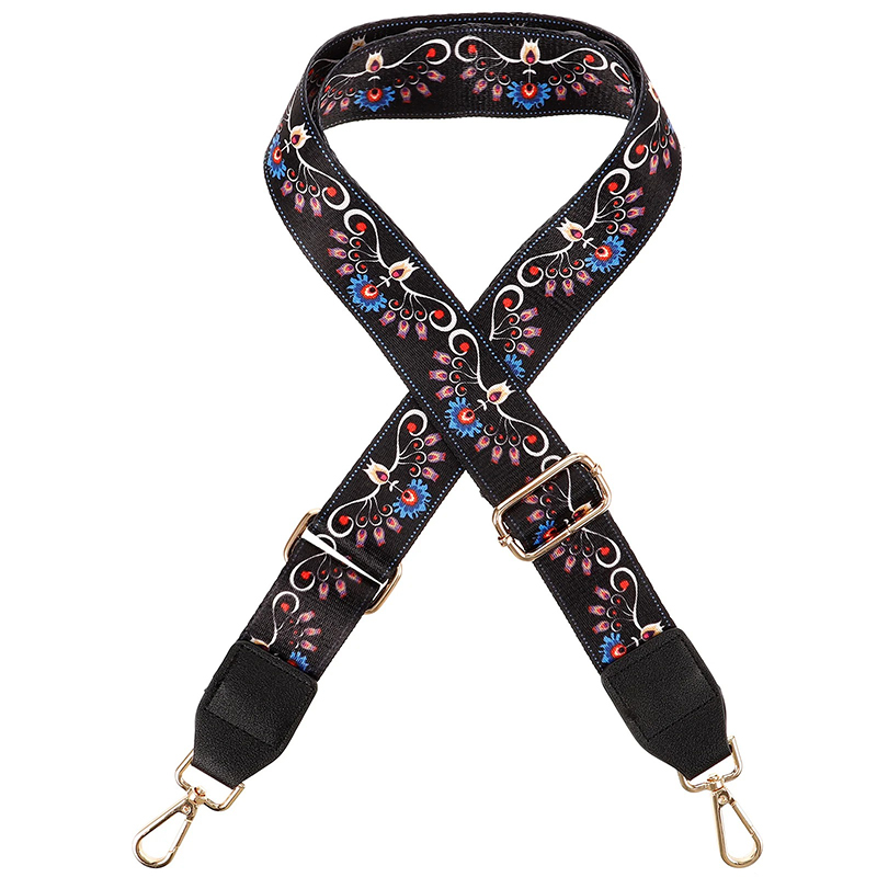 Overall view of the Bohemian Banjo Strap with Flower Design