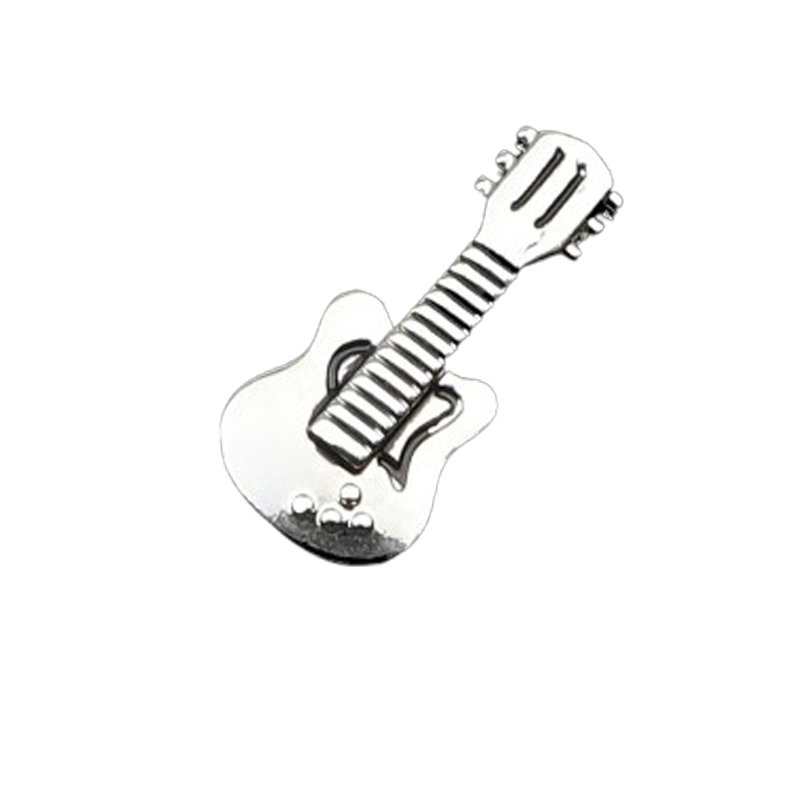 White Enamel Brooch Pins Small Electric Guitar - 2 colors to choose from