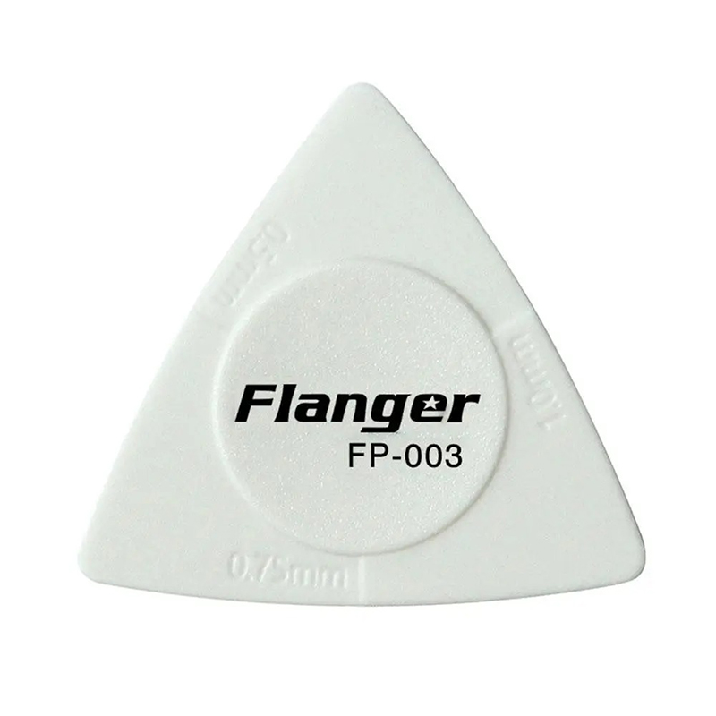 Triangular guitar pick of 3 resistant and non-slip thicknesses in white color