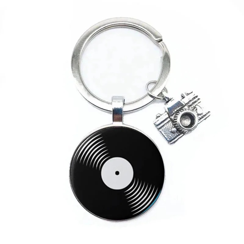 Retro Vinyl Melody Keychain in white color