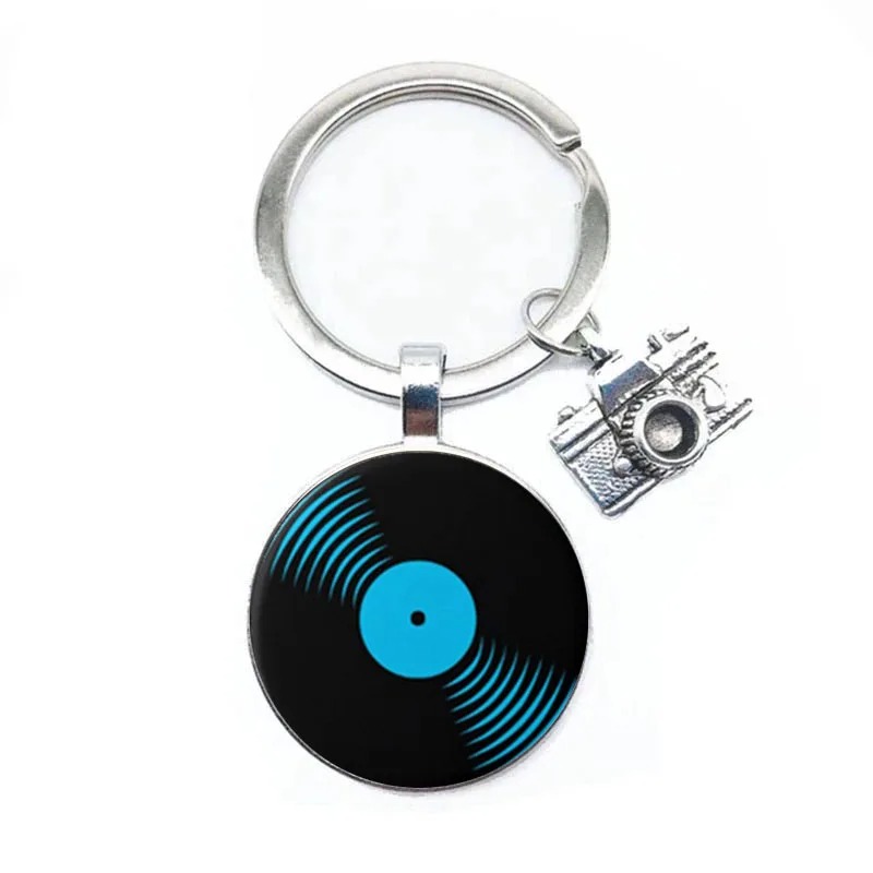 Retro Vinyl Melody Keychain in blue color