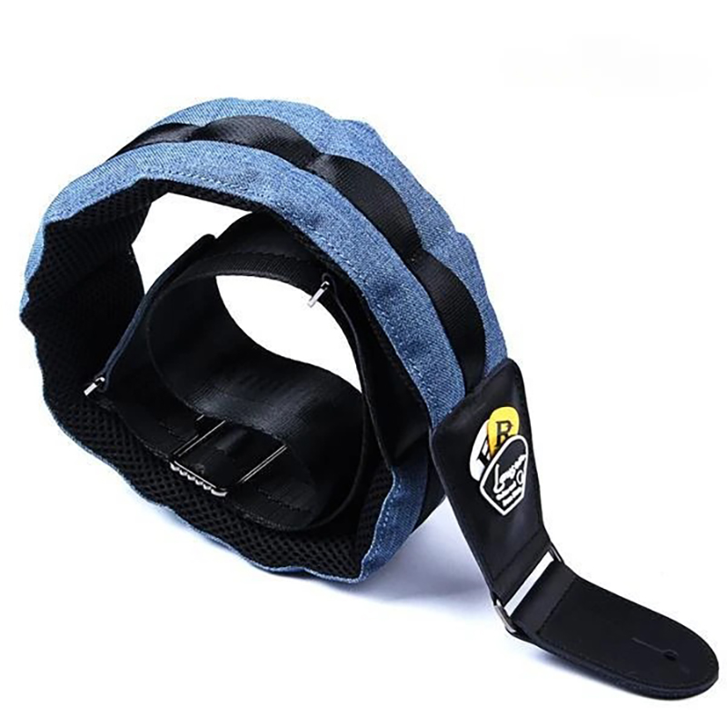 Light blue cow leather bass strap with thick foam