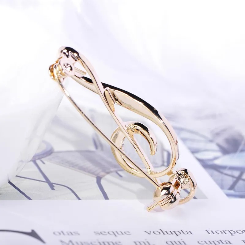 Rear view of the Brooch - Treble Clef in enamel - 2 colors to choose from