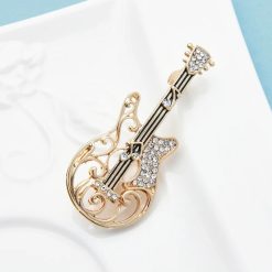 Magnificent Rhinestone Guitar Brooch
