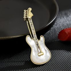 White Mother-of-Pearl Electric Guitar Brooch