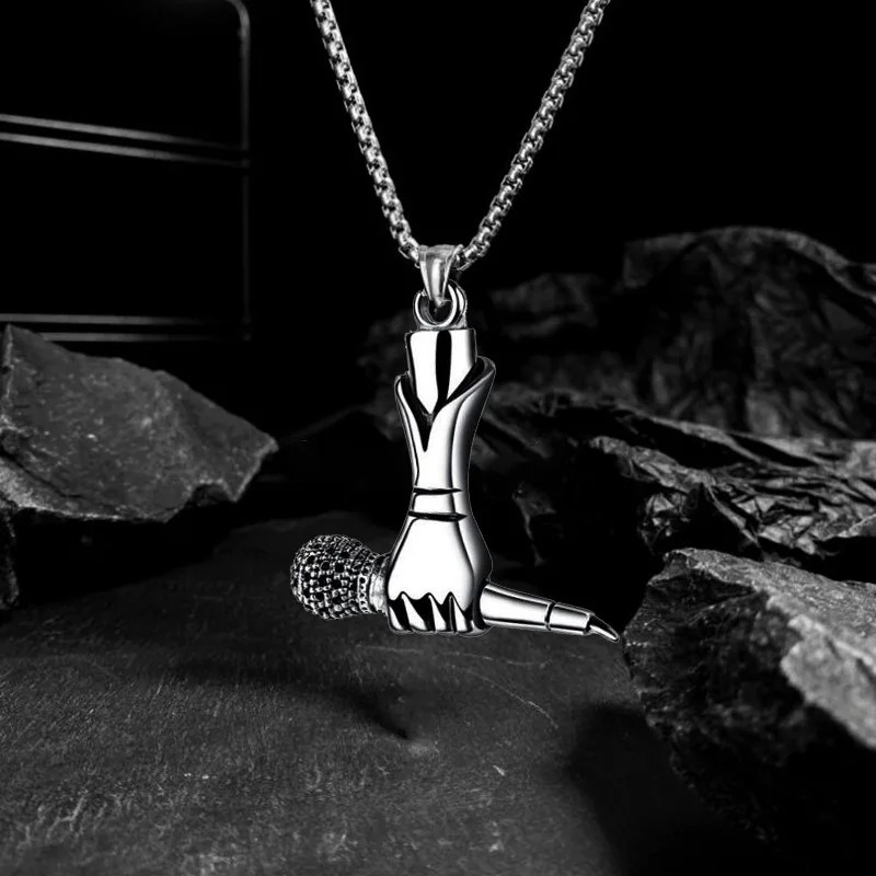 Handheld Microphone Pendant Necklace - Rock and Music Style