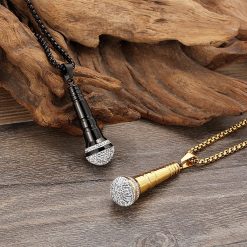 Rock Microphone Pendant Necklace