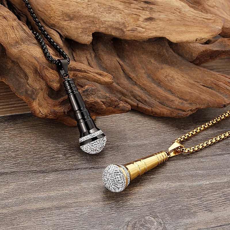Rock Microphone Pendant Necklace