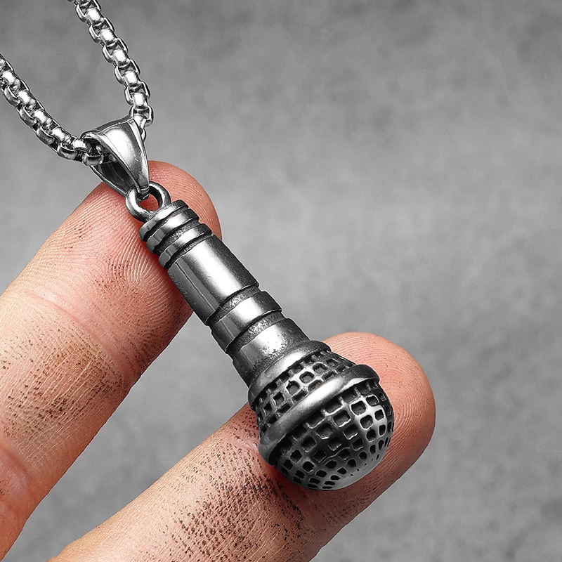 Vintage Microphone Pendant Necklace - Rock Style