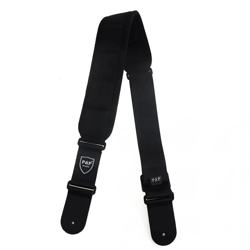 Full view of the ergonomic and comfortable guitar strap made of neoprene
