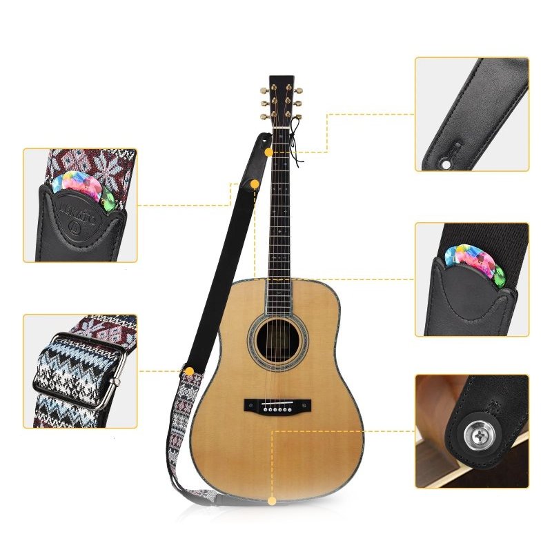 Complete Details of the 'Nordic Echoes' Guitar Strap - Full Set with Accessories