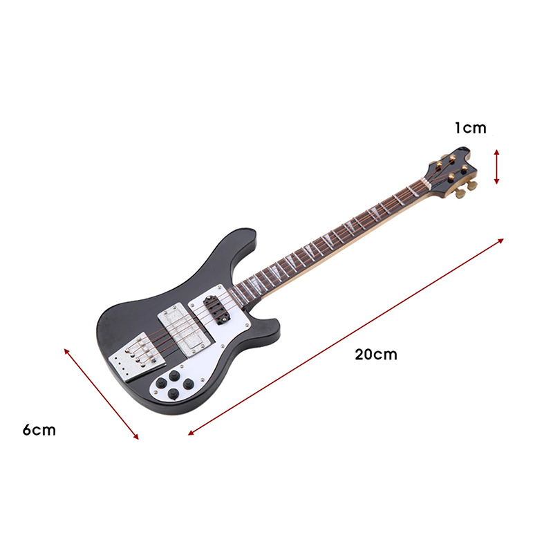 Miniature dimension of electric bass guitar with guitar stand
