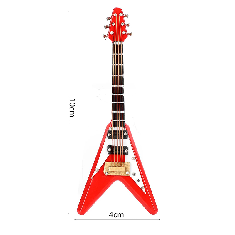 Miniature Dimension of Red Flying V Electric Guitar
