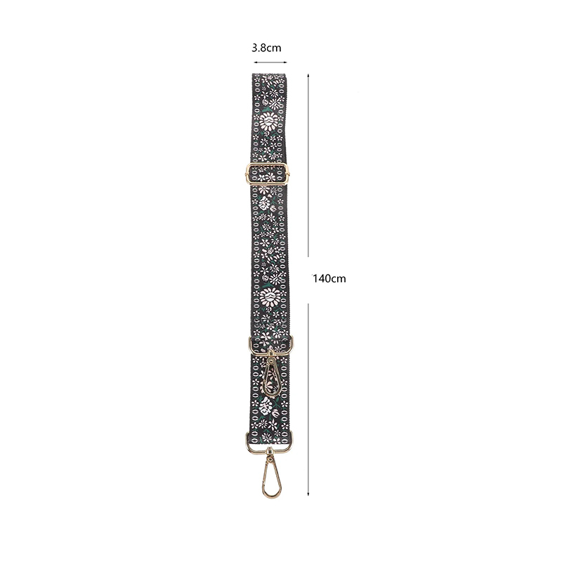 Black Floral Embroidered Banjo Strap Dimensions