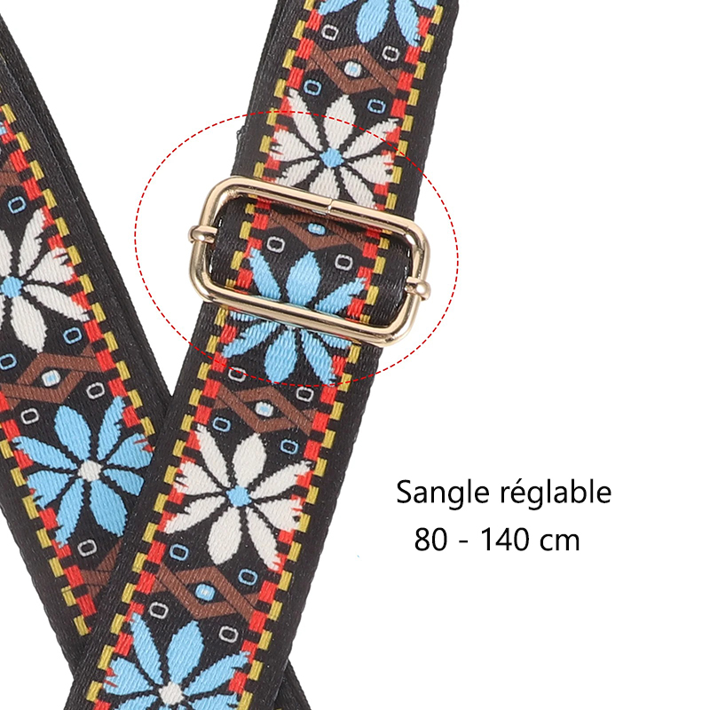 Dimensions of the Blue Braided Folk Banjo Strap
