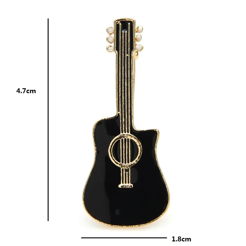 Dimensions of Black Colored Classic Guitar Enamel Pin