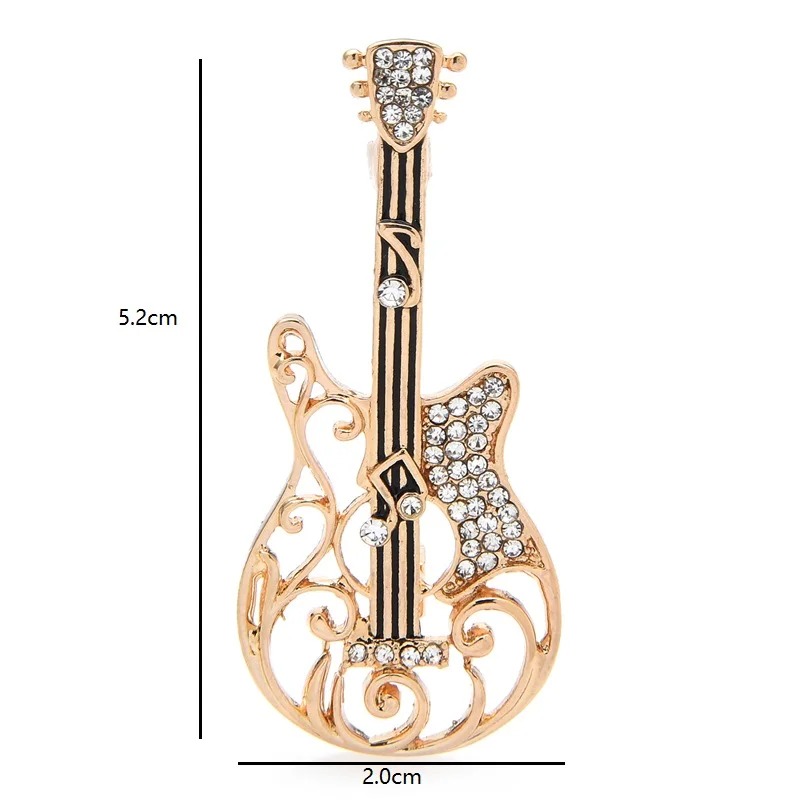 Dimensions of Rhinestone Guitar Brooch