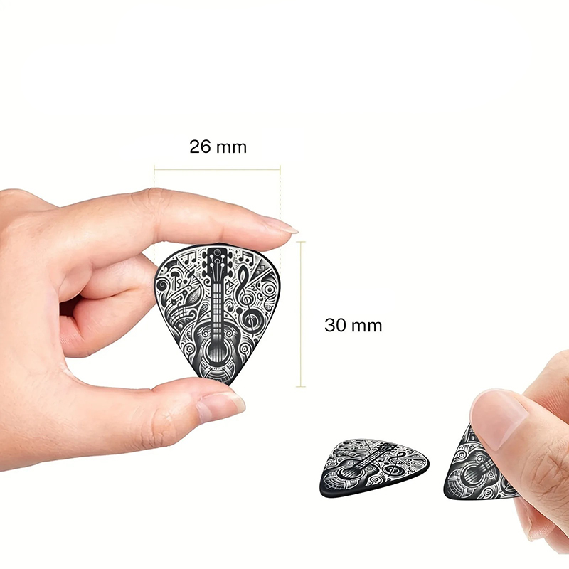 Dimensions Lot of 6 Black Guitar Picks and Black Psyche - 3 sizes available