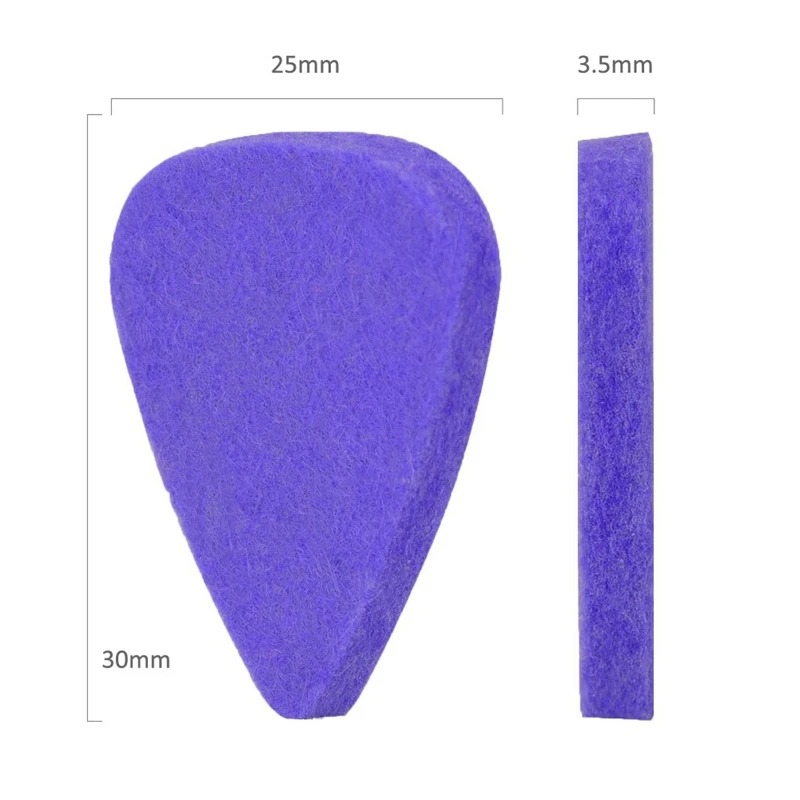 Dimensions of a set of 8 soft, colorful felt picks for Ukulele