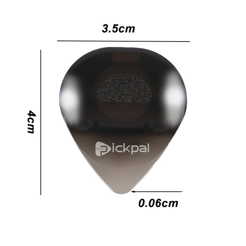 Dimensions of guitar pick with high sensitivity LED light - 3 colors to choose from