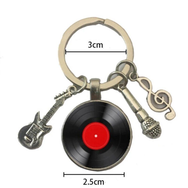 Dimensions of a Musical Vinyl Guitar Keychain
