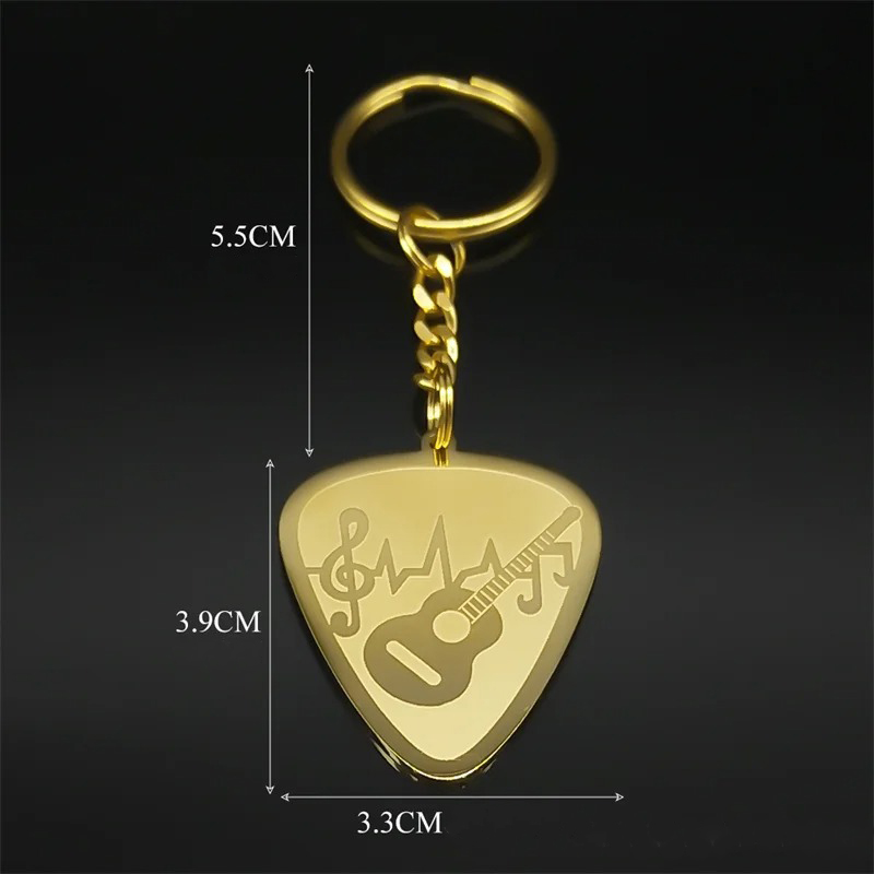 Dimensions of the rhythm guitar pick keychain