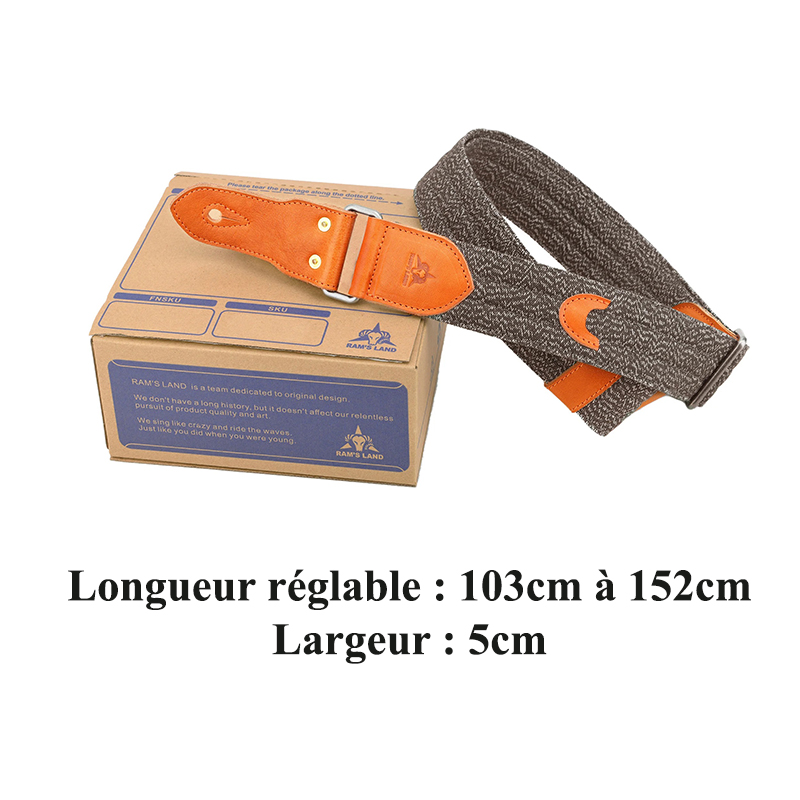 Dimensions of the textured fabric bass strap with calf leather
