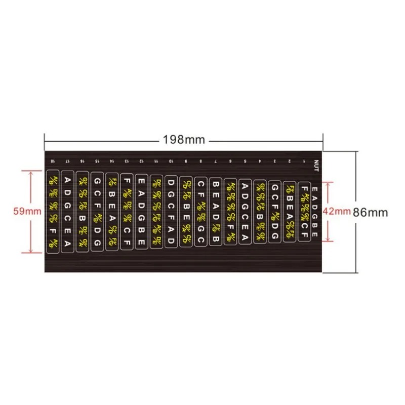 Full Dimensions of the Guitar Fretboard Sticker