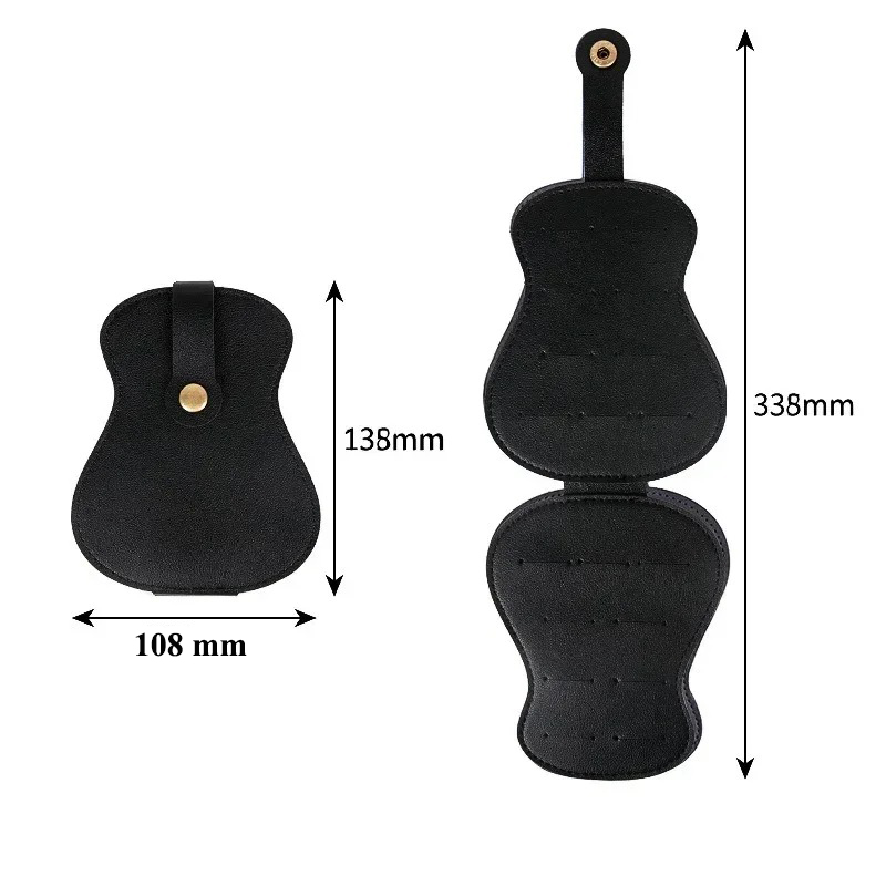 Dimensions of guitar-shaped pick storage case - capacity of 1