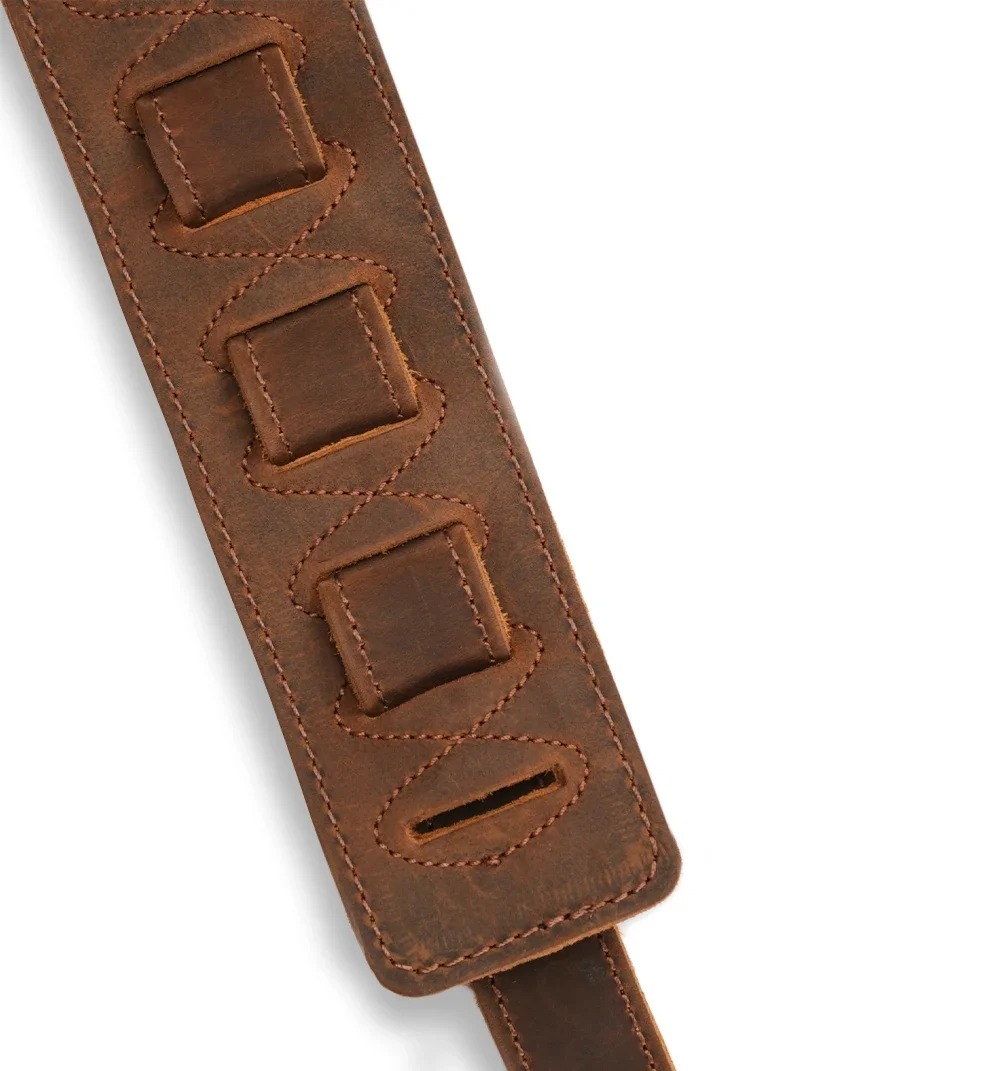 Back View of 'Vintage Elegance' Premium Leather Guitar Strap