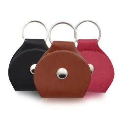 Set of 2 Leather Guitar Keychains with Pick Case - 3 colors - 6 picks included