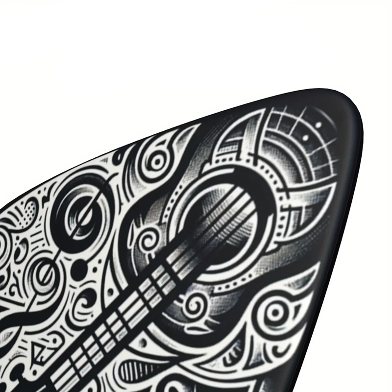 Fermer Set of 6 Black Guitar Picks and Black Psyche - 3 sizes to choose from -