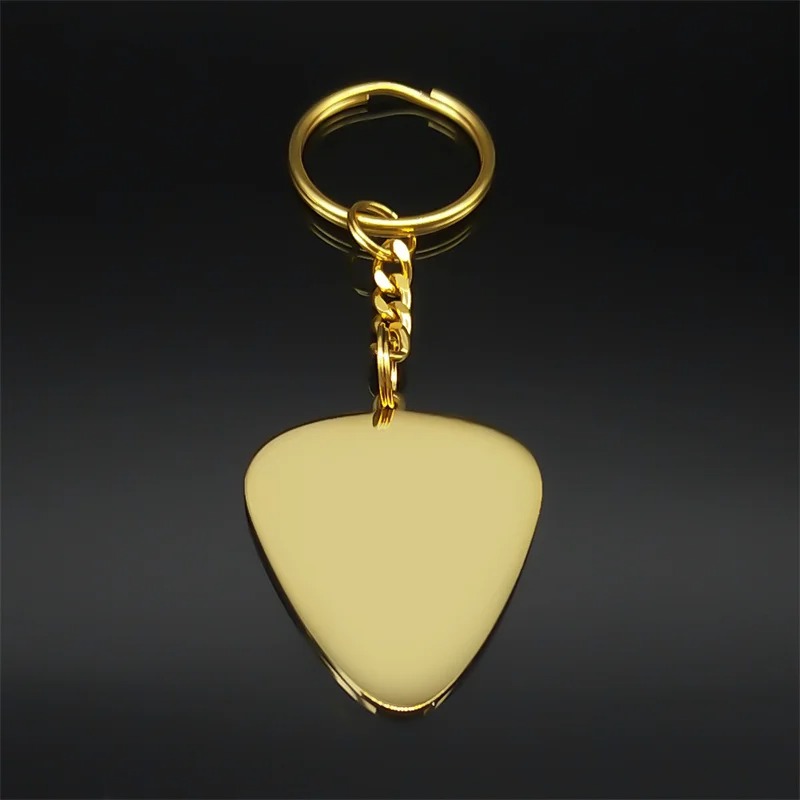 Rear view of the rhythm guitar pick keychain